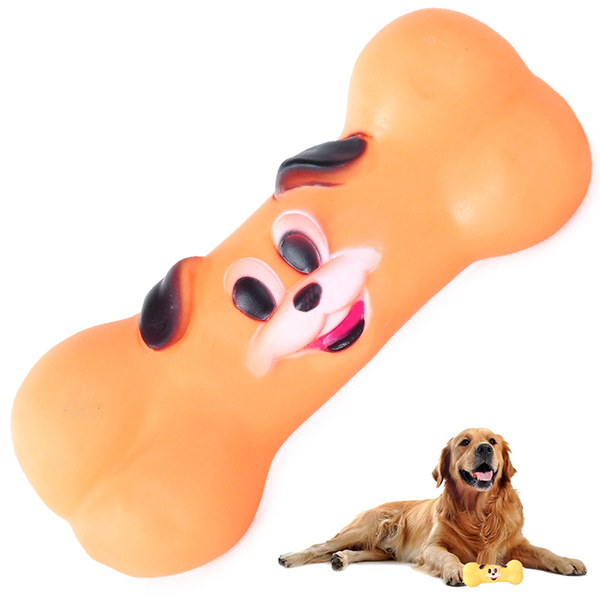 Dog toy squeaky teether bone rubber