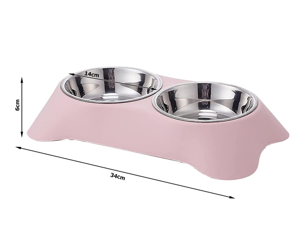 Double bowl for dog cat metal 2 bowls buffet