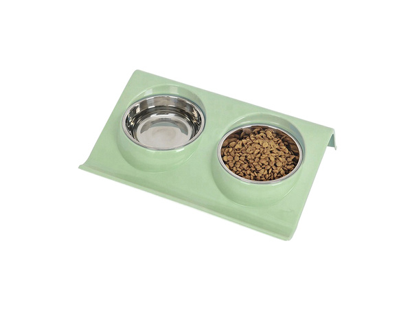 Double bowl for dog cat metal with base