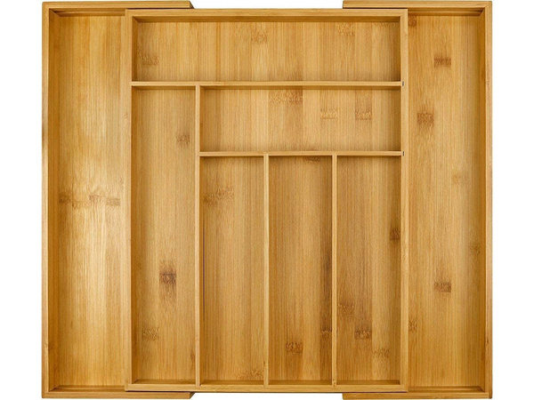 Drawer insert kitchen cutlery organiser bamboo 8 compartments xl