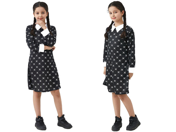 Dress wednesday addams costume kids halloween disguise 135