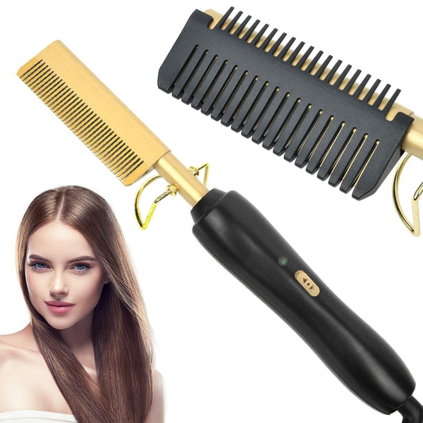 Electric comb hair straightener brush