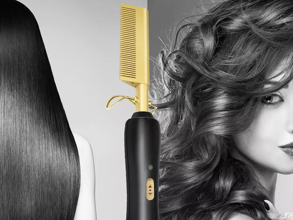 Electric comb hair straightener brush