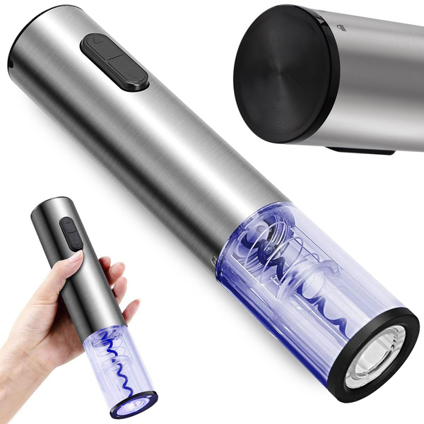 Electric corkscrew wine opener cutter led