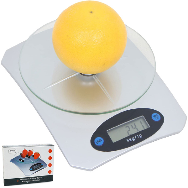 Electronic glass kitchen scale 5kg / 1g lcd