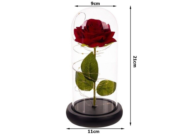 Everlasting rose in glass red led gift luminous for an occasion for women