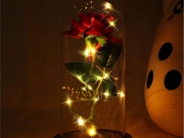 Everlasting rose in glass red led gift luminous for an occasion for women