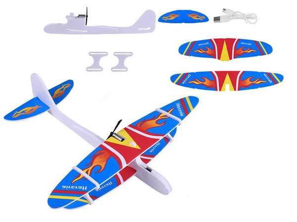 Flying foam polystyrene aeroplane usb led