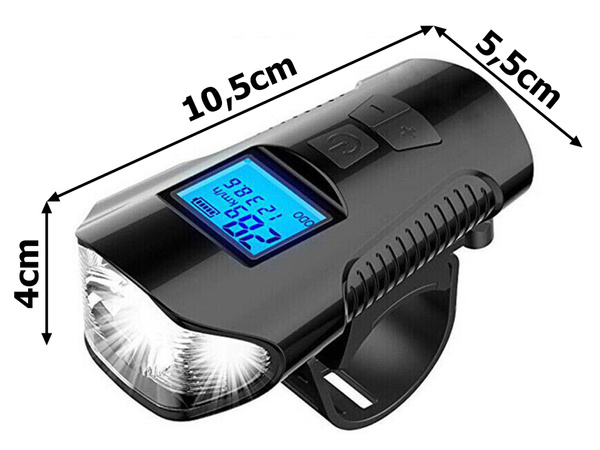 Front rear led bicycle lamp km counter horn loud bell 3in1