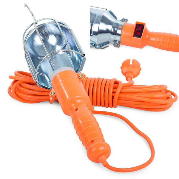 Garage workshop lamp with 10m 230v cable + hook