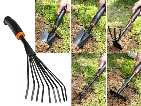 Gardening tools set shovel rake claw hoe 6 items