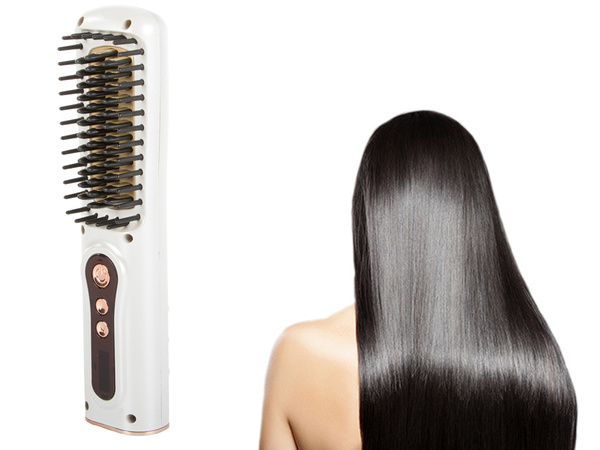 Hair straightening brush 2in1 electric cordless