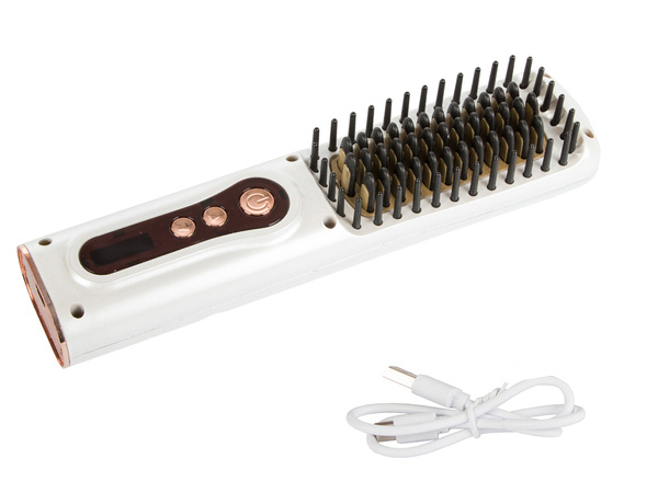 Hair straightening brush 2in1 electric cordless