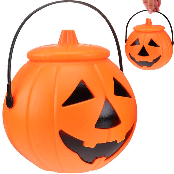 Halloween bucket pumpkin candy container large candy cauldron