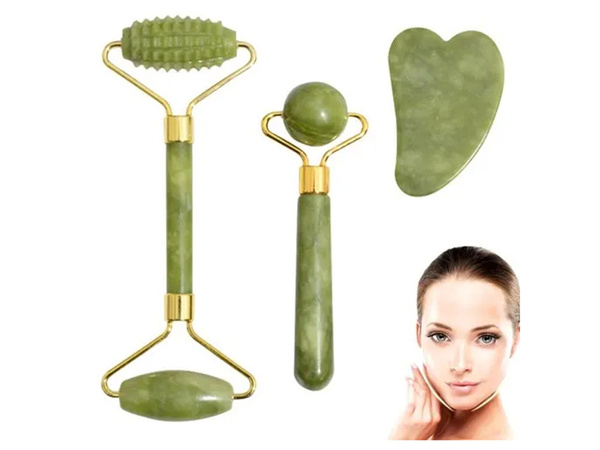 Jade facial massager roller set