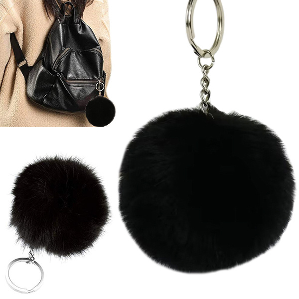 Key ring pendant bag pompon fur tinsel for handbags