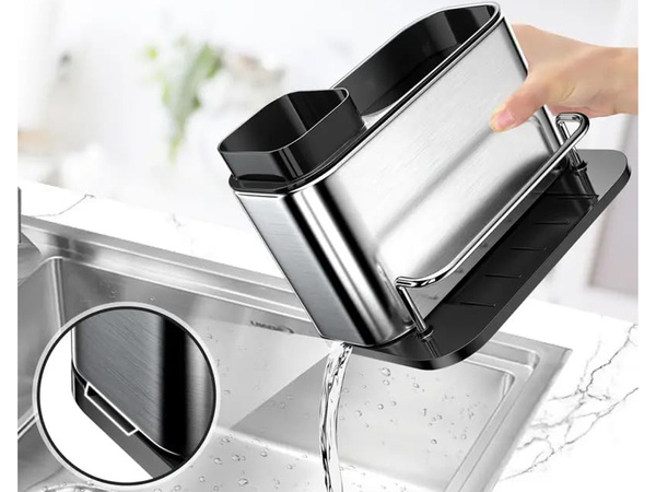 Kitchen sink dispenser soap dish liquid sponge container