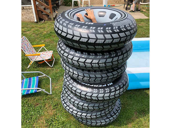 Large 70cm inflatable wheel for an adult child to swim in the pool water