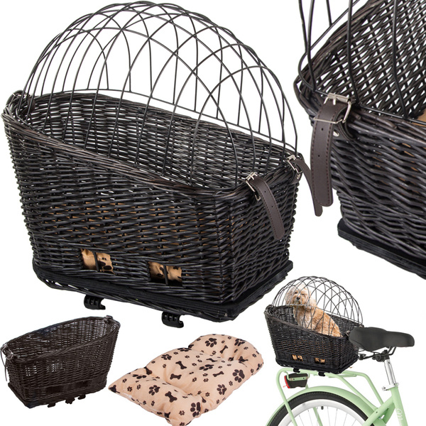 Large bicycle basket carrier woven bicycle basket for dog cat luggage