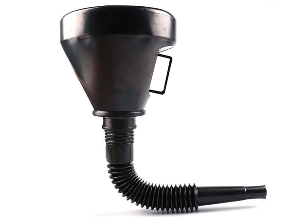 Large fuel funnel with strainer for tank oil