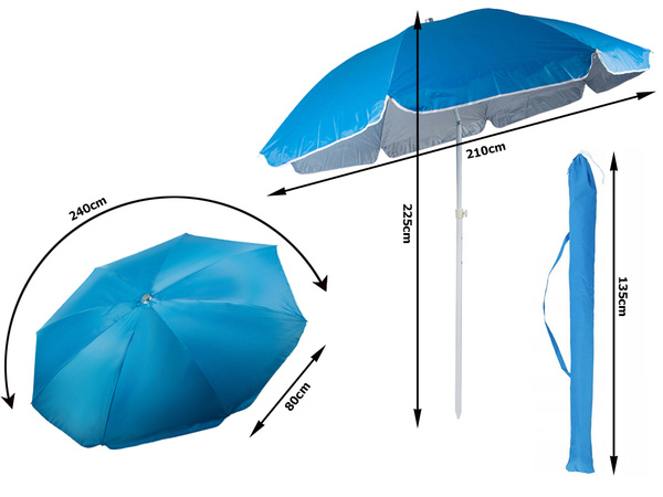 Large uv breakable garden pool parasol 210cm