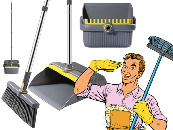 Lazy man's sweeping kit swifter brush mop cleaning wiper dustpan 2in1