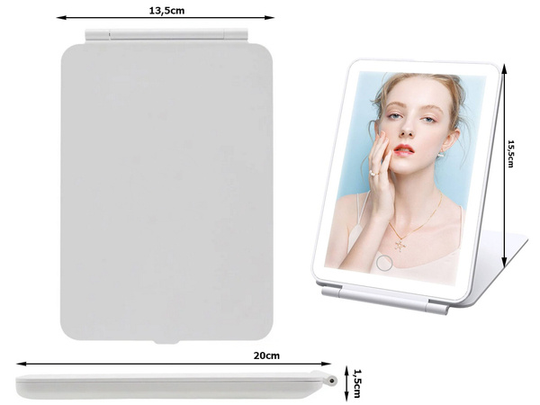 Led illuminated make-up mirror folding travel mirror