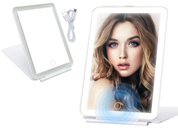 Led illuminated make-up mirror folding travel mirror