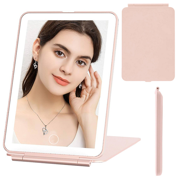 Led illuminated make-up mirror folding travel mirror