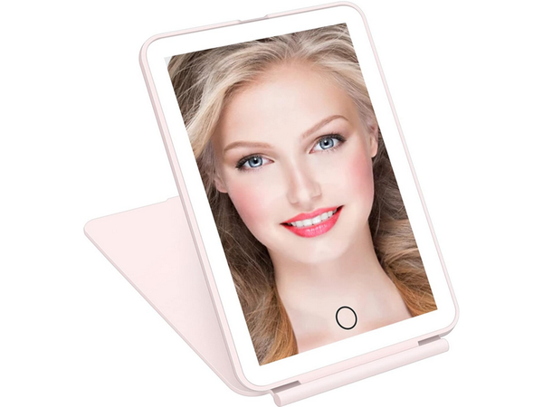 Led illuminated make-up mirror folding travel mirror