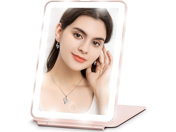 Led illuminated make-up mirror folding travel mirror