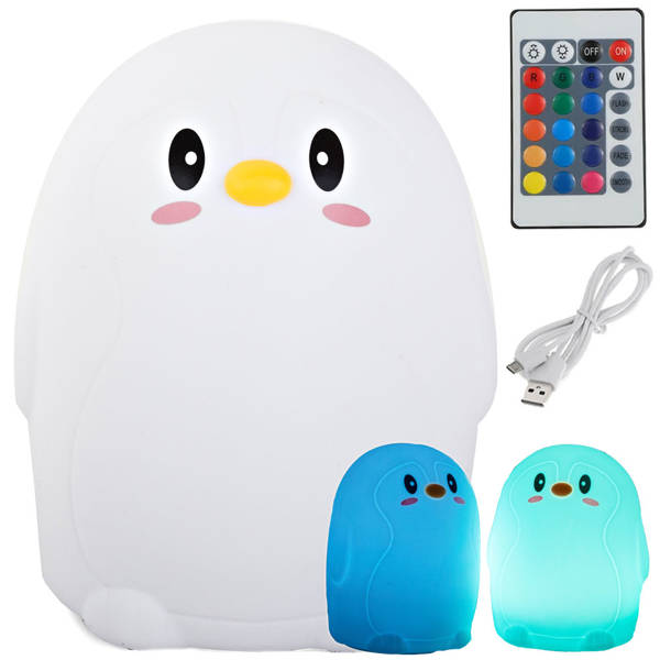 Led penguin rgb remote control usb night light for kids