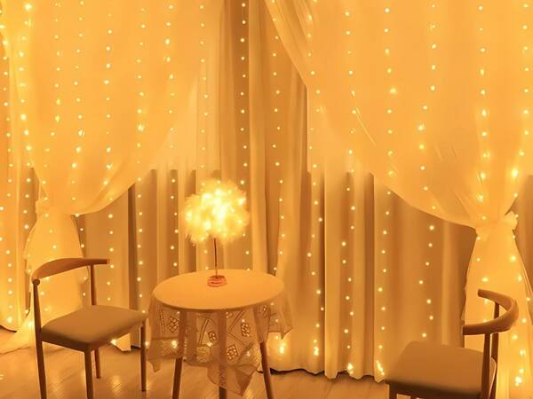 Lights festive garland light curtain 300 led indoor warm usb