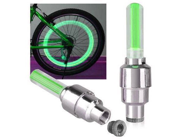 Luminous bicycle valve per wheel 2 pieces