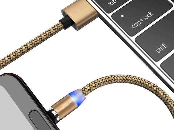 Magnetic charging cable 3w1 micro typ-c usb lightning 1m