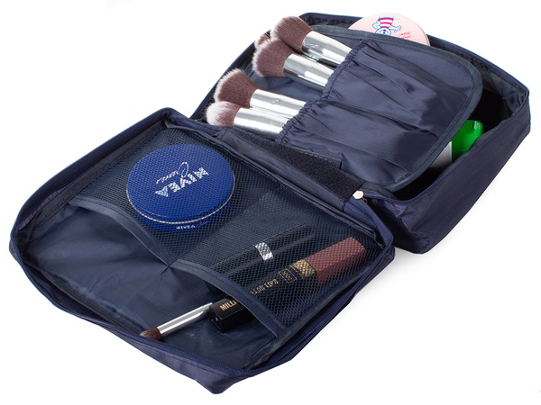 Make-up bag travel organiser navy blue