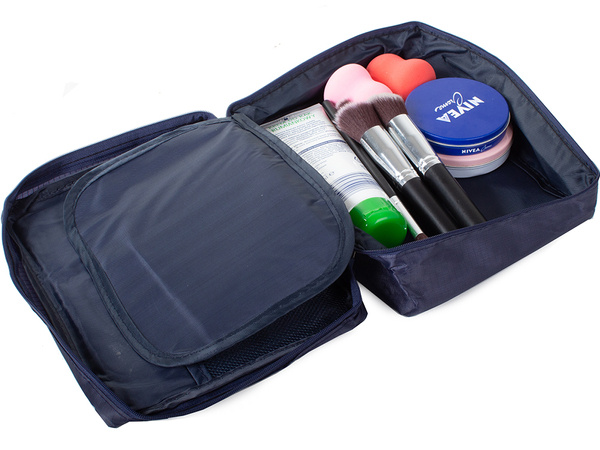 Make-up bag travel organiser navy blue