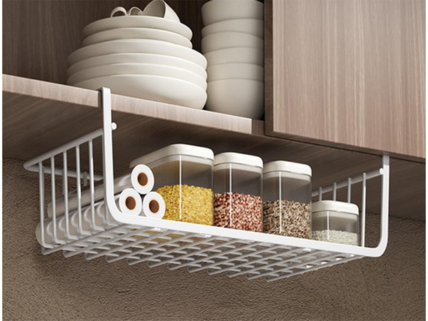 Metal basket suspended kitchen shelf hanging shelf organiser