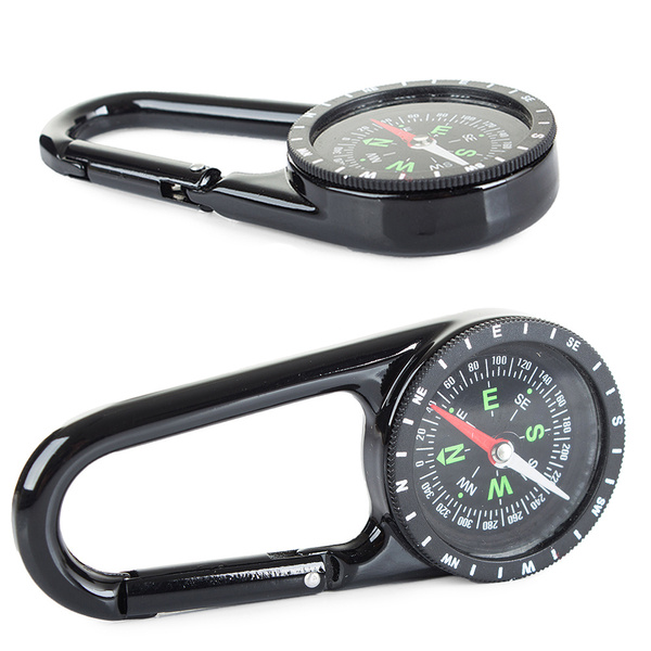 Metal compass, tourist compass, carabiner