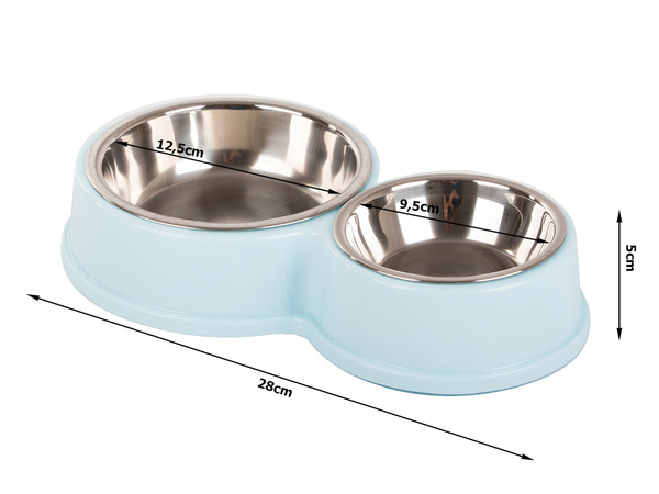 Metal double bowl for dog cat food water