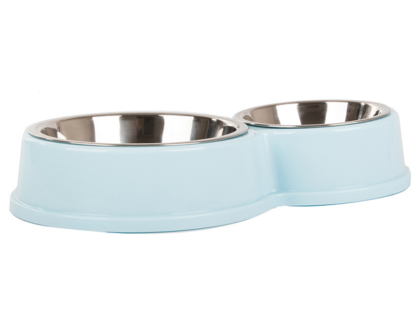 Metal double bowl for dog cat food water