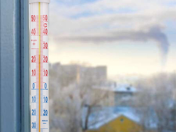 Outside window wall thermometer long