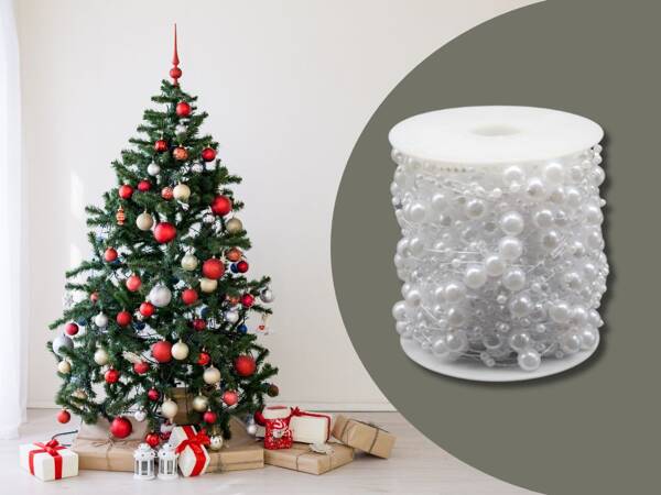 Pearl white chandelier pearls christmas tree chain beads 8mm spool 5m