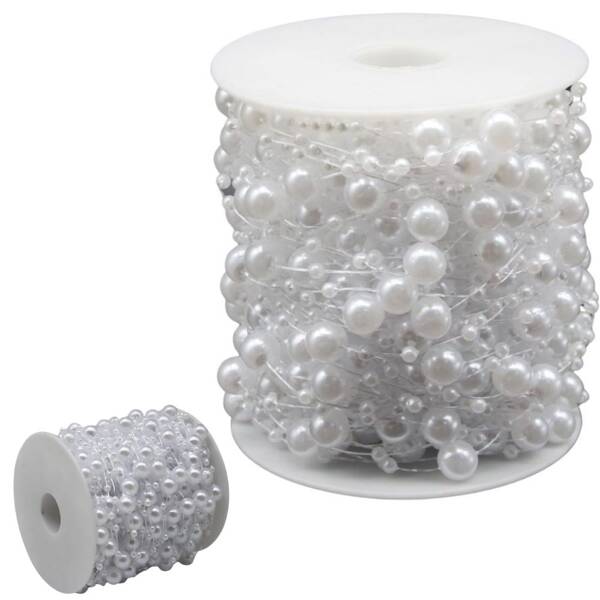 Pearl white chandelier pearls christmas tree chain beads 8mm spool 5m