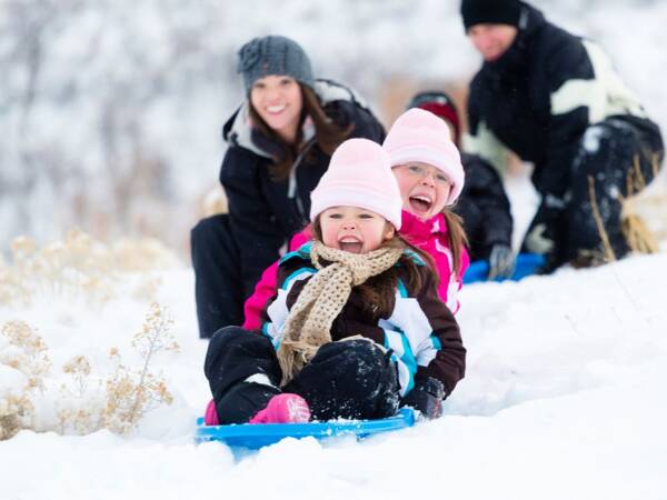 Plastic slide sled with backrest with brakes and pull cord