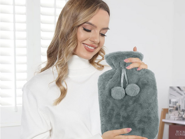 Plush rubber thermofor warmer large in cover soft fur