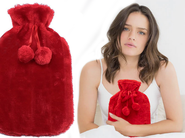 Plush rubber thermofor warmer large in cover soft fur