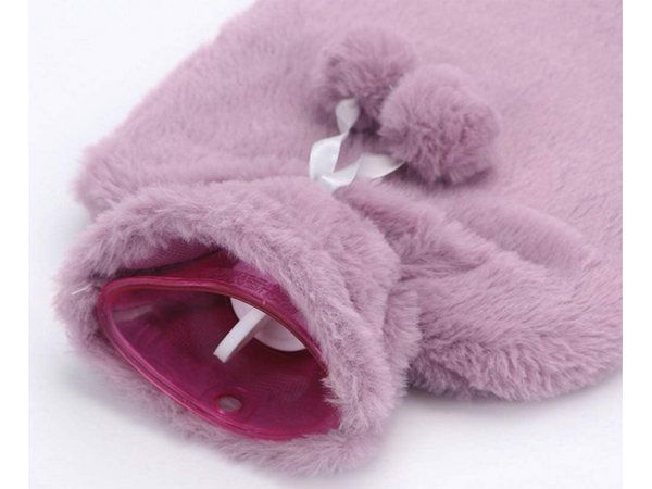 Plush rubber thermofor warmer large in cover soft fur
