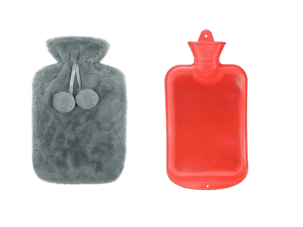 Plush rubber thermofor warmer large in cover soft fur