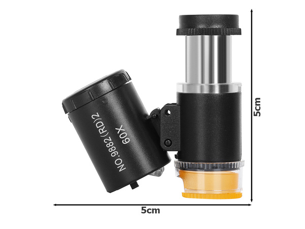 Pocket microscope jeweler's magnifier 2 led uv